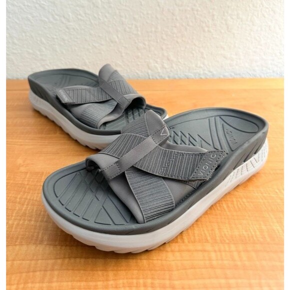 Vionic Rebound Recovery Slides Gray Cushion Orthopedic Slip On Beach Women's 8 - Picture 1 of 11